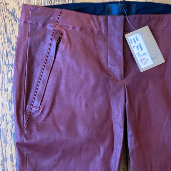 A.L.C. Stretch Raptor Leather Stefan Red / Black Pants Stripe Zipper Women's 8 - Picture 3 of 16